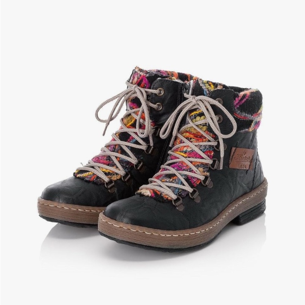 Rieker Boots Felicitas 43 Ankle Boot Black/Nuss/Multi 37 Size 6.5 - Picture 3 of 8